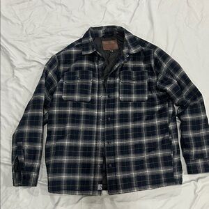 Men's Black & Gray Plaid Lightweight Shirt Jacket